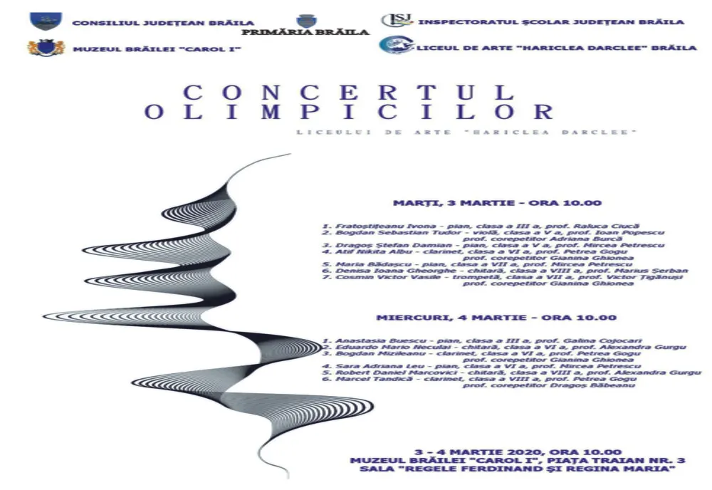 ”Concertul olimpicilor” la Muzeul Brăilei ”Carol I