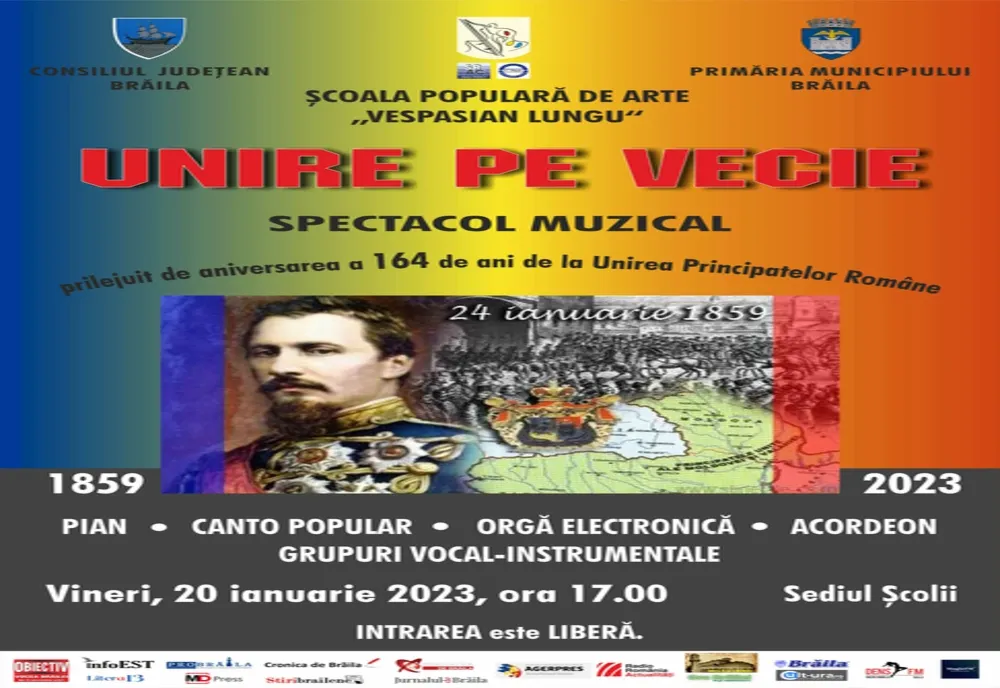 Spectacol dedicat Unirii Principatelor Române organizat de Şcoala Populară de Arte "Vespasian Lungu" Brăila