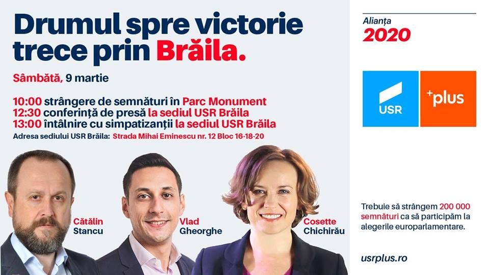 Drumul spre victorie trece prin Brăila, este mesajul echipei USR