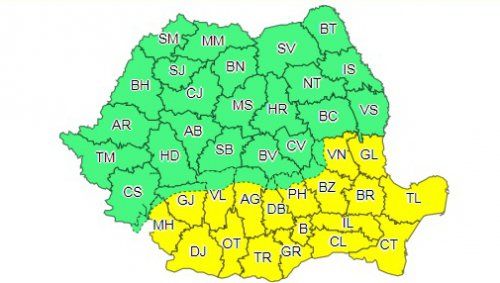 Cod galben de ploi și vânt puternic valabil și pentru Brăila