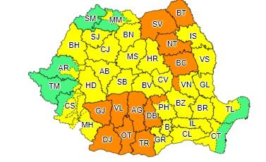 Astăzi de la ora 13 Brăila intră sub avertizare cod portocaliu de ploi și vijelii