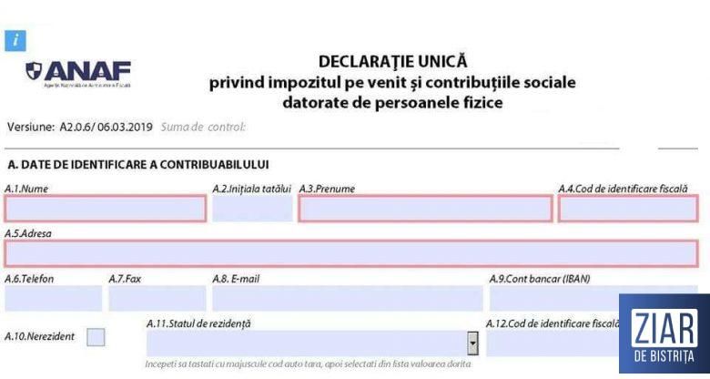 Declarația unică se depune până la data de 31 iulie 2019