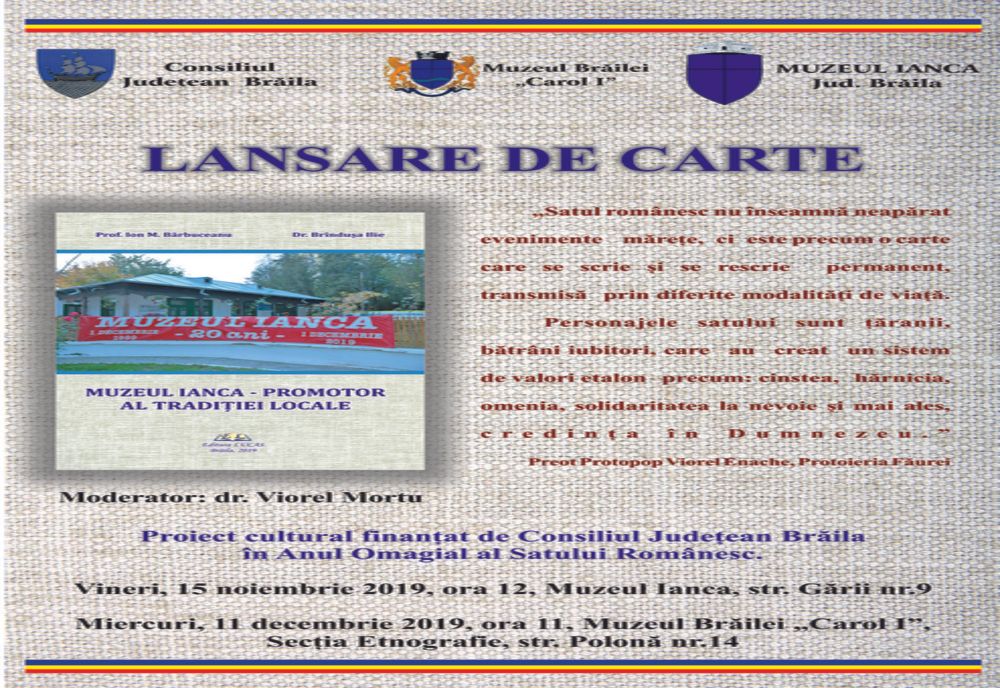 Lansare de carte la Muzeul Ianca