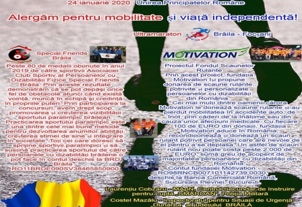 Evenimentul ''Alergăm pentru mobilitate și viață independentă!'' își propune strângerea de donații