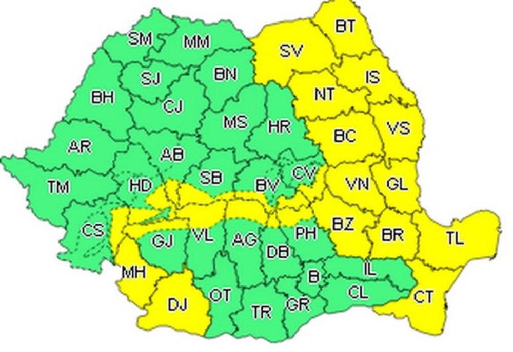 Cod galben în Brăila din această seară
