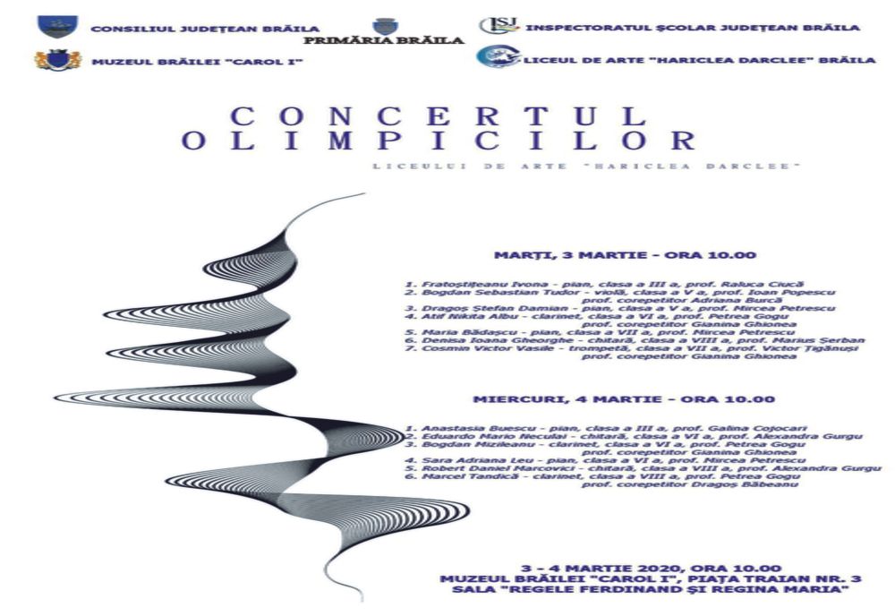 ”Concertul olimpicilor” la Muzeul Brăilei ”Carol I