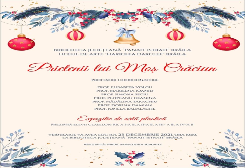 Vernisajul expoziției de artă plastică "Prietenii lui Moș Crăciun"