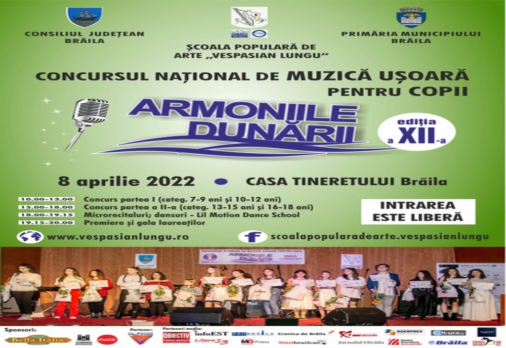 Zeci de tineri interpreți vor participa la  Concursul de muzică uşoară pentru copii “ARMONIILE DUNĂRII” 