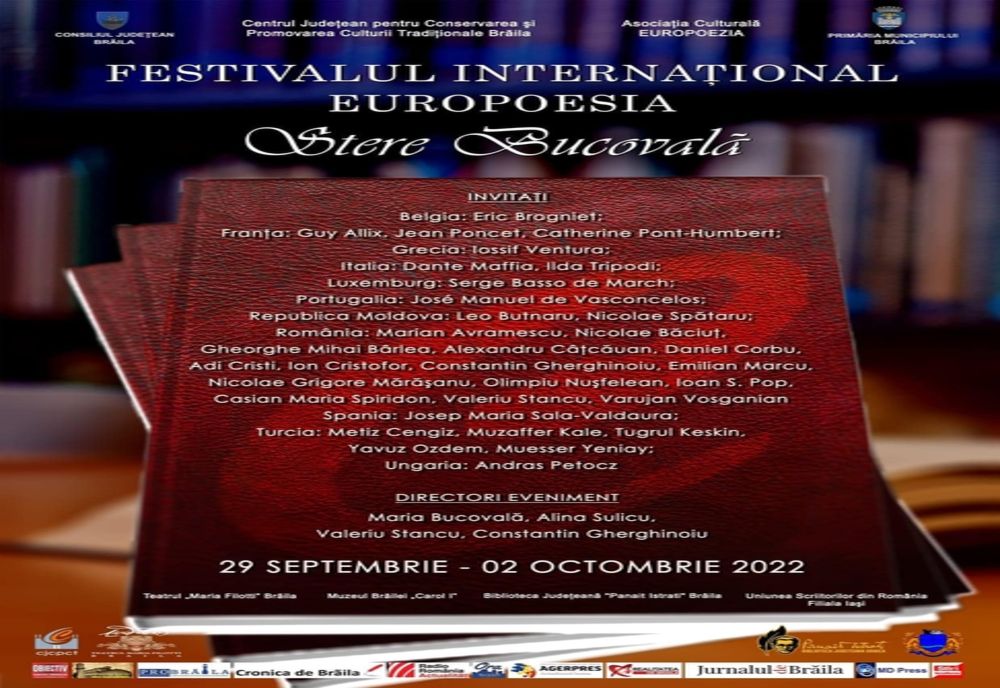 În curând va începe la Braila Festivalul Internațional Europoesia „Stere Bucovală”