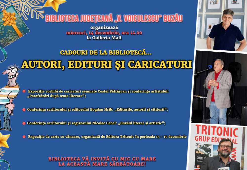 Caricaturistul brăilean Costel Pătrășcan, invitat al Bibliotecii Județene ”V. Voiculescu” Buzău