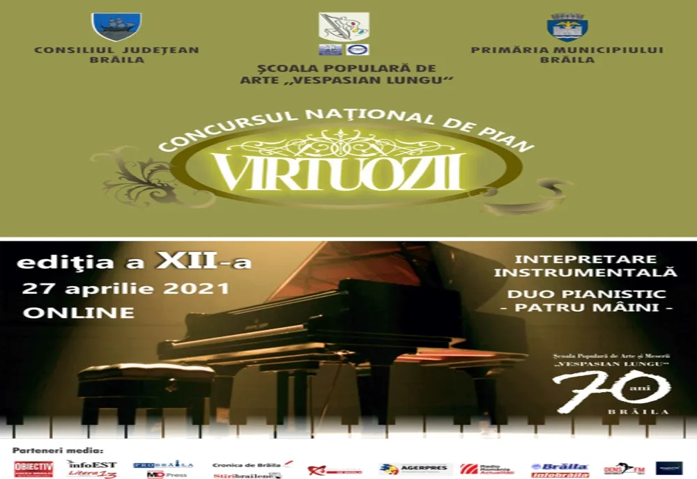 Înscrieri la Concursul Național de pian ”Virtuozii” Brăila 