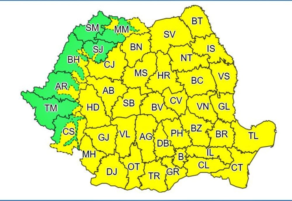 COD GALBEN de ploi și vânt puternic în aproape toată țara! Vezi intervalul