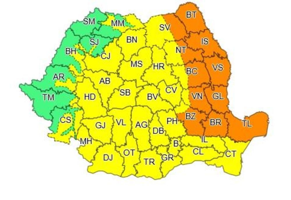 AVERTIZARE generală cod portocaliu de intensificări puternice ale vântului, vijelii