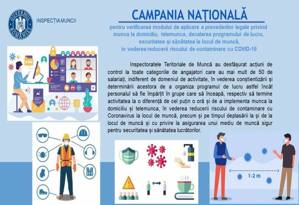 Campanie de verificare a modului de aplicare a prevederilor legale în vederea reducerii riscului de contaminare cu COVID-19, efectuată de ITM Brăila