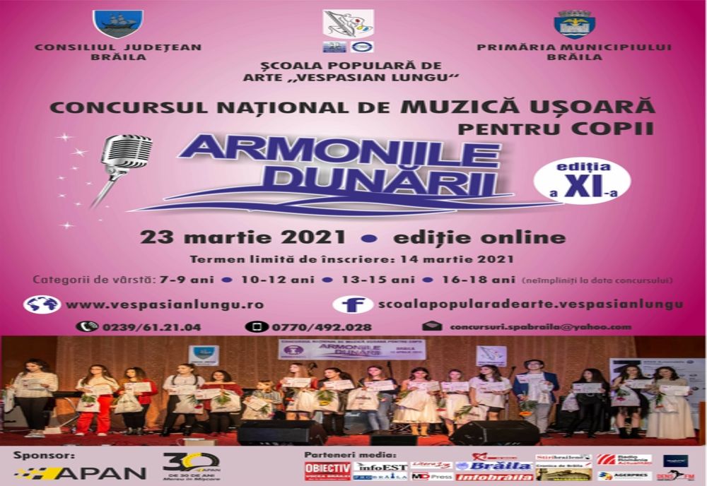 Până pe 14 martie se fac înscrieri la Concursul Naţional de Muzică Uşoară pentru Copii “ARMONIILE DUNĂRII”