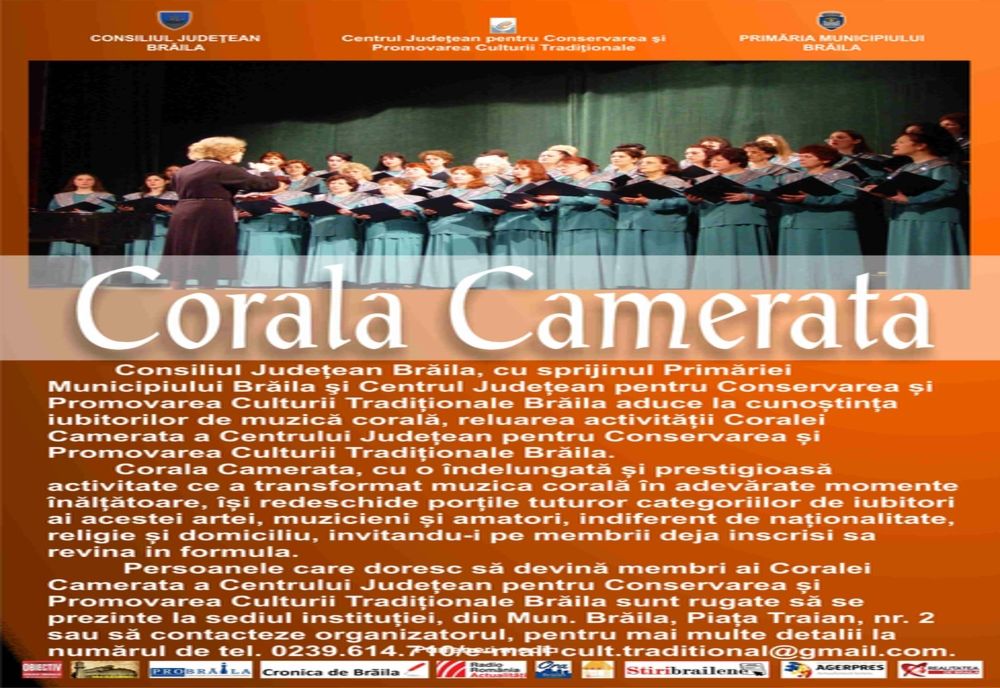Se reia activitatea Coralei Camerata a Centrului Județean pentru Conservarea și Promovarea Culturii Tradiționale Brăila