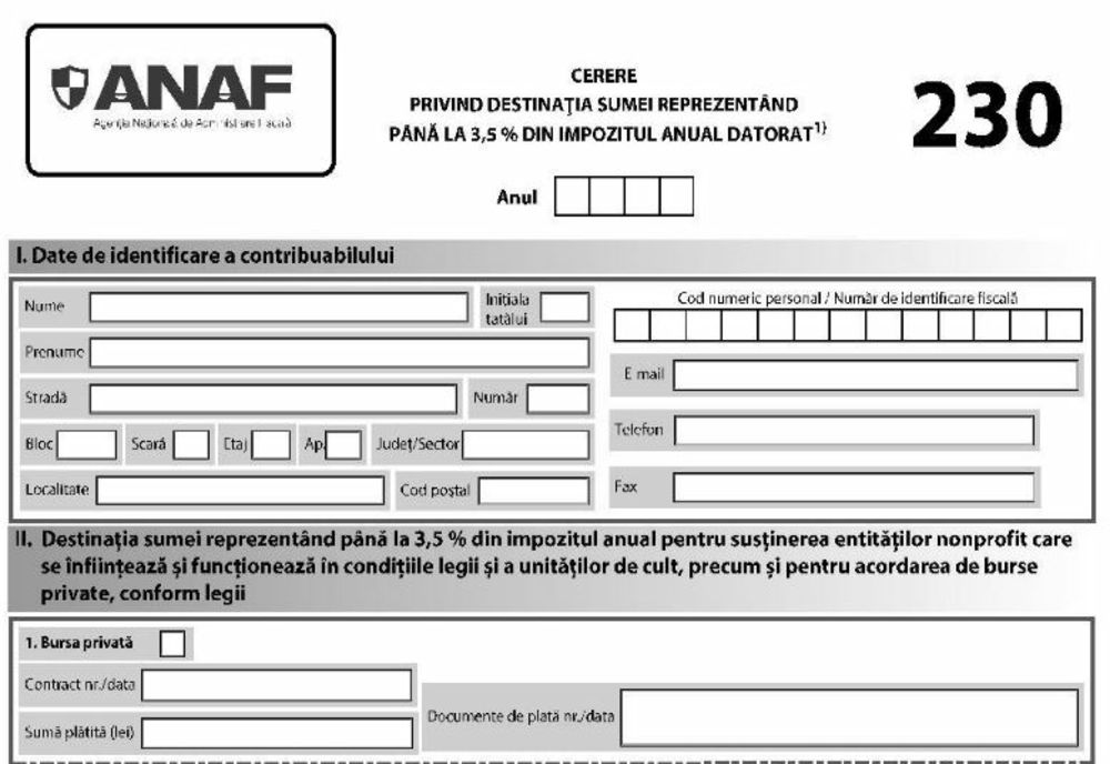 Precizări referitoare la depunerea formularului 230
