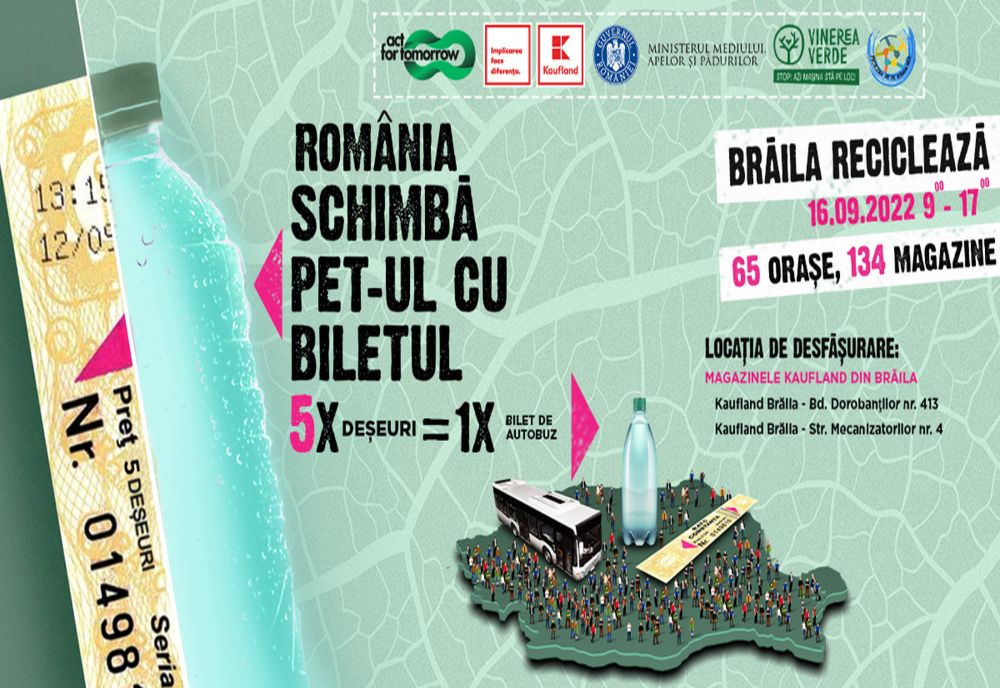 Pe 16 septembrie locuitorii din Brăila vor putea călători cu mijloacele de transport în comun în schimbul deșeurilor