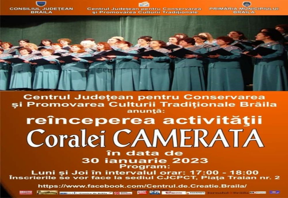 Reluarea activității Coralei Camerata a Centrului Județean pentru Conservarea și Promovarea Culturii Tradiționale Brăila