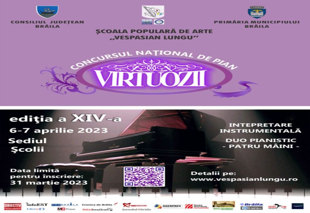 Concursului Naţional de Pian „VIRTUOZII” va avea loc în perioada 6-7 aprilie, la Brăila