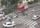 Mașină răsturnată în urma unui accident în zona Pieței Concordia din Brăila
